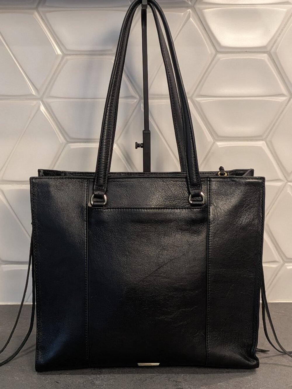 Rebecca Minkoff Black Leather Regan Satchel Tassels Gold Hardware